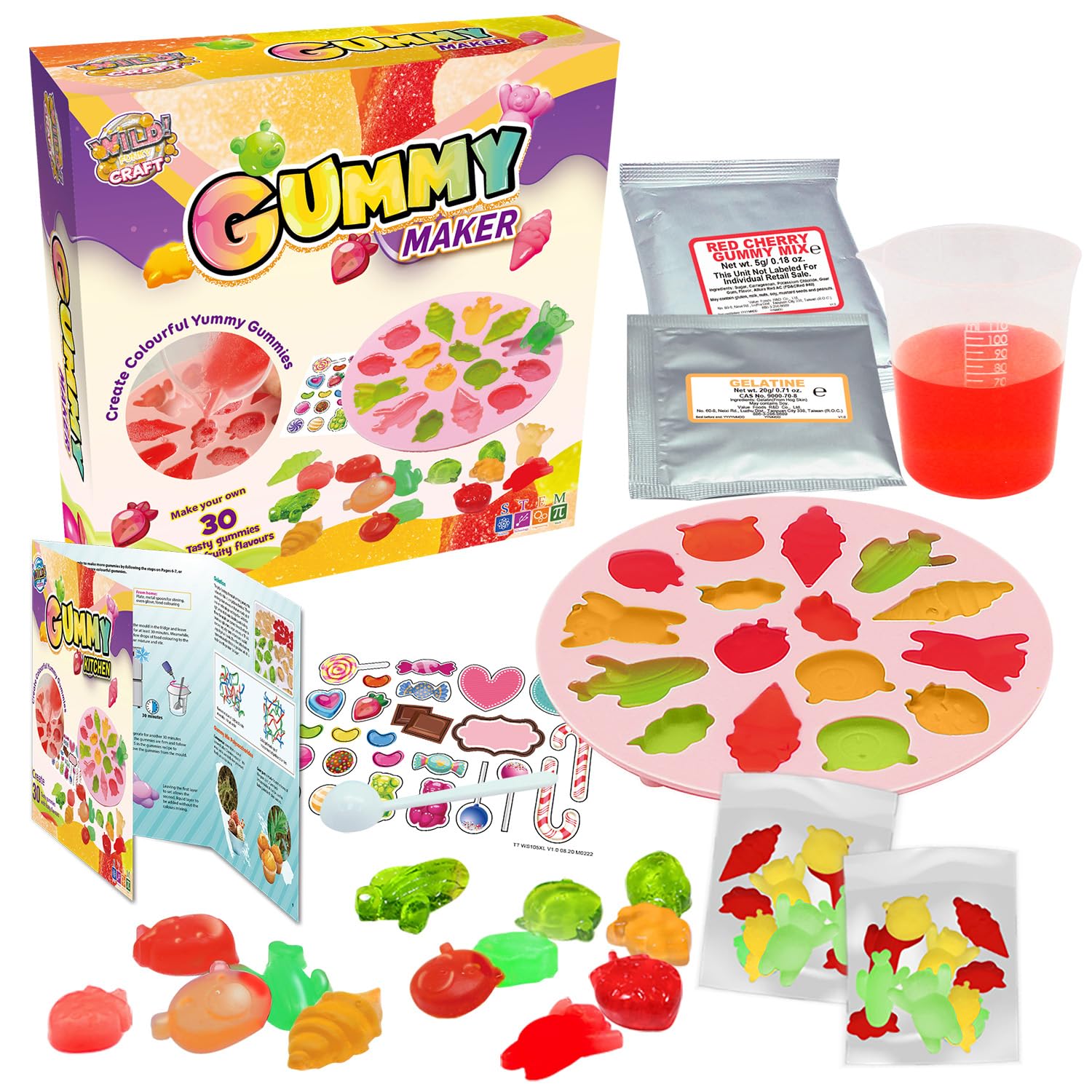 WILD! Science Edible GUMMY MAKER KIT - Science Experiments for Kids | DIY Craft Kit and Lolly Maker with Fruity Flavours | STEM Learning and Discovery Booklet | Ages 6+ for Hands On Fun