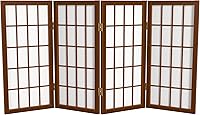 Vista 17 de Biombo portátil simple de 2 pies Biombo diseño Shoji, clásico diseño japonés 4 anchuras, 6 colores, Madera, Blanco