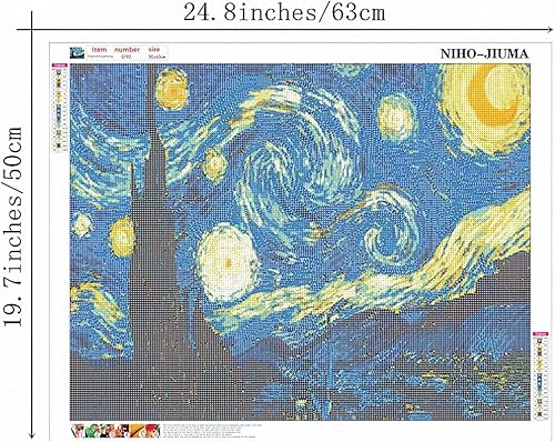 Miniatura 4 de NIHO-JIUMA Van Gogh - Kit de pintura de diamantes 5D de noche estrellada, arte de diamantes de taladro completo para adultos y adolescentes,