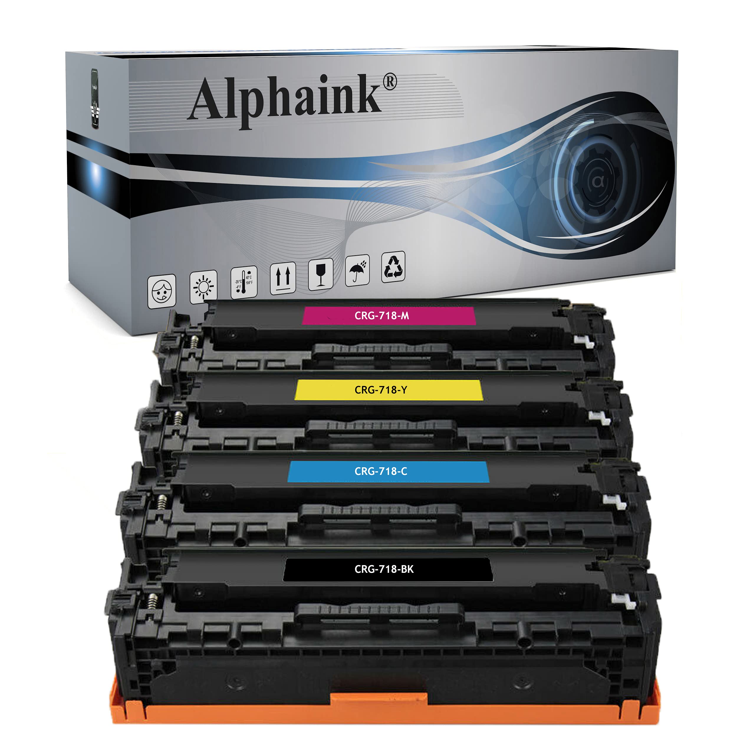 alphaink 4 Toner Compatibili con Canon CRG-718 per stampanti Canon i-Sensys MF-8540, MF-700, MF-728, MF-8330, MF-8350, MF-8360, MF-8340 - LBP-7200, LBP-7210CDN, LCP-7600, LBP-7680CX, LBP-7660