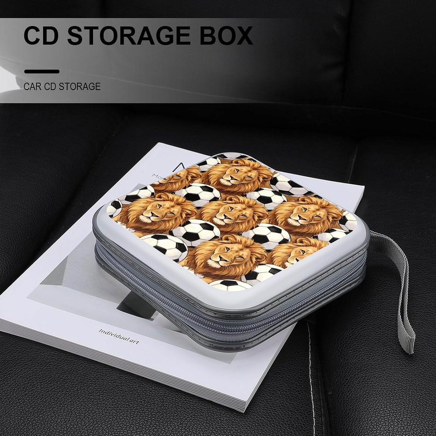 Soccer Lions Protective CD Case Storage Rack 40 Capacity DVD Holder Organizer Car Travel