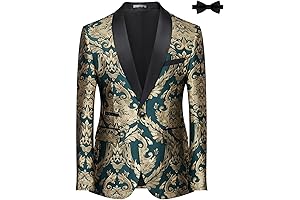 Mens Tuxedo Suit 2 Piece Dark Green Floral Prom Suit Set Wedding...