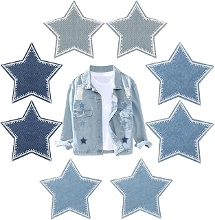 8 Piezas Parches Estrellas Termoadhesivos para Ropa, 2 Tamaños Parches Ropa Estrellas Cosibles para Chaquetas, Vaqueros, Faldas, Sombreros y Bolsos