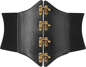 SANSTHS Wide Corset Belt for Women Lace-up Renaissance Corset Hight Waist Elastic Belt for Halloween Costume Parties