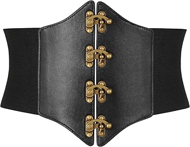 SANSTHS Wide Corset Belt for Women Lace-up Renaissance Corset Hight Waist Elastic Belt for Halloween Costume Parties
