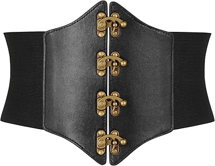 SANSTHS Wide Corset Belt for Women Lace-up Renaissance Corset Hight Waist Elastic Belt for Halloween Costume Parties