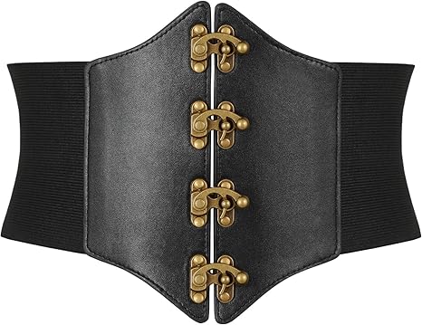 SANSTHS Wide Corset Belt for Women Lace-up Renaissance Corset Hight Waist Elastic Belt for Halloween Costume Parties