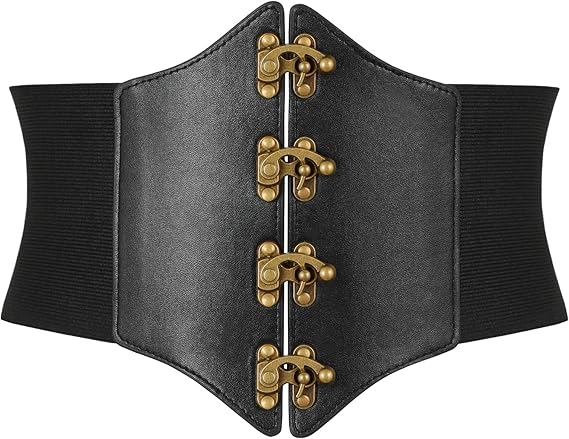 SANSTHS Wide Corset Belt for Women Lace-up Renaissance Corset Hight Waist Elastic Belt for Halloween Costume Parties