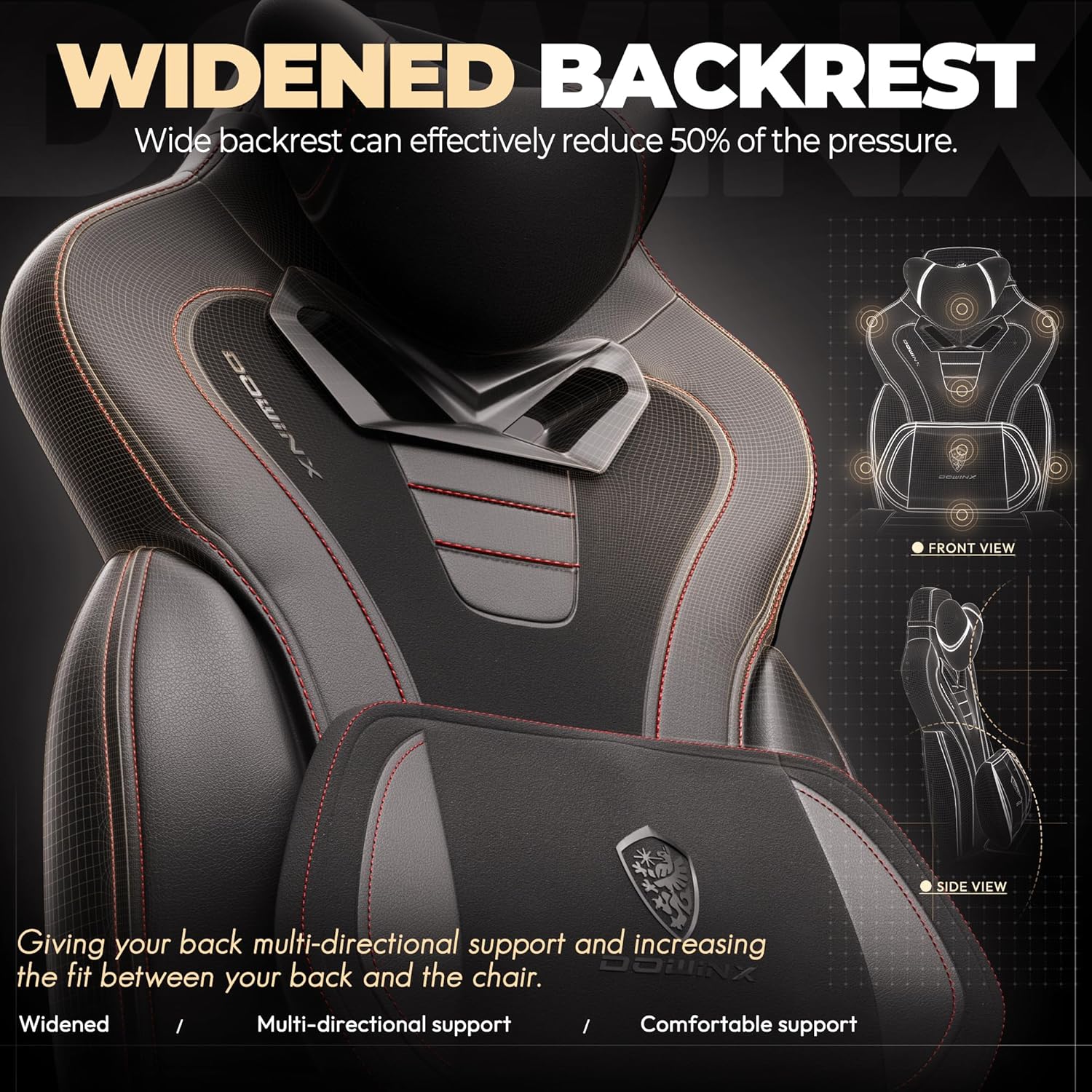 816oukW0htL._AC_SL1500_ Dowinx Gaming Chair with Footrest,Big and Tall Game Chair for Heavy People, Gamer Chair with Massage Lumbar Support,Ergonomic Computer Gaming Chair for 200lbs (Black)