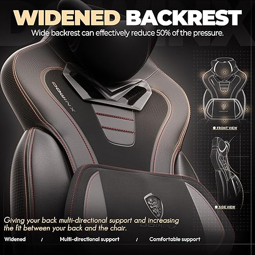 Miniatura 5 de Dowinx - Silla de juego de tela con reposapiés, silla grande y alta para juegos para personas pesadas, silla de juego con soporte lumbar de masaje,
