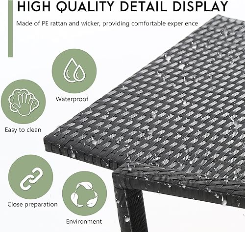 Miniatura 4 de BestMassage - Juego de muebles para exteriores, 3 piezas, con sillas mecedoras, jardín y patio, de mimbre, color marrón