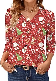 Sponsored Ad - AKEWEI 3/4 Length Sleeve Womens Tops V Neck T Shirts Dressy Casual Pleated Spring Fashion 2026 Work Blouses