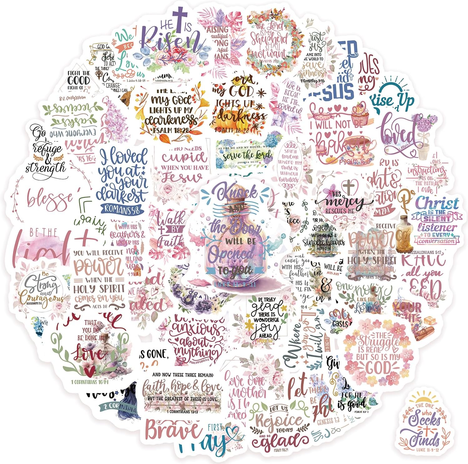 300pcs SLAPAFLIFE Inspirational Christian Stickers - Bible Verse Designs for Journaling, Motivational & Uplifting