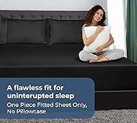 Vista 8 de Royale Linens Sábana bajera ajustable 100 % algodón orgánico, tejido de percal, sábana bajera súper suave con bolsillo profundo, sábana elástica