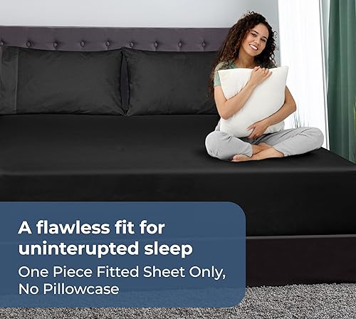 Miniatura 8 de Royale Linens Sábana bajera ajustable 100 % algodón orgánico, tejido de percal, sábana bajera súper suave con bolsillo profundo, sábana elástica