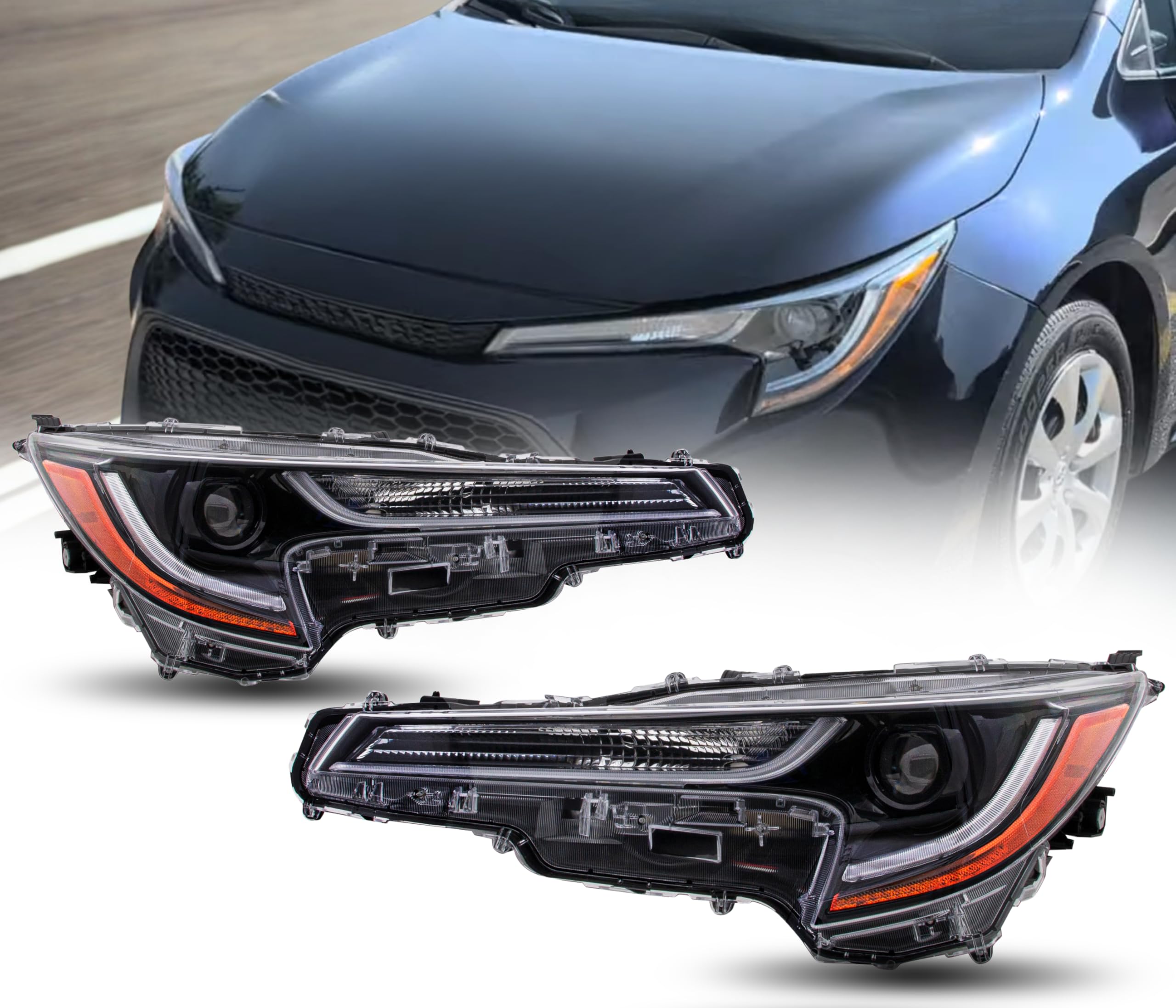 Amazon.com: Headlight Assembly Set Replacement For Toyota Corolla