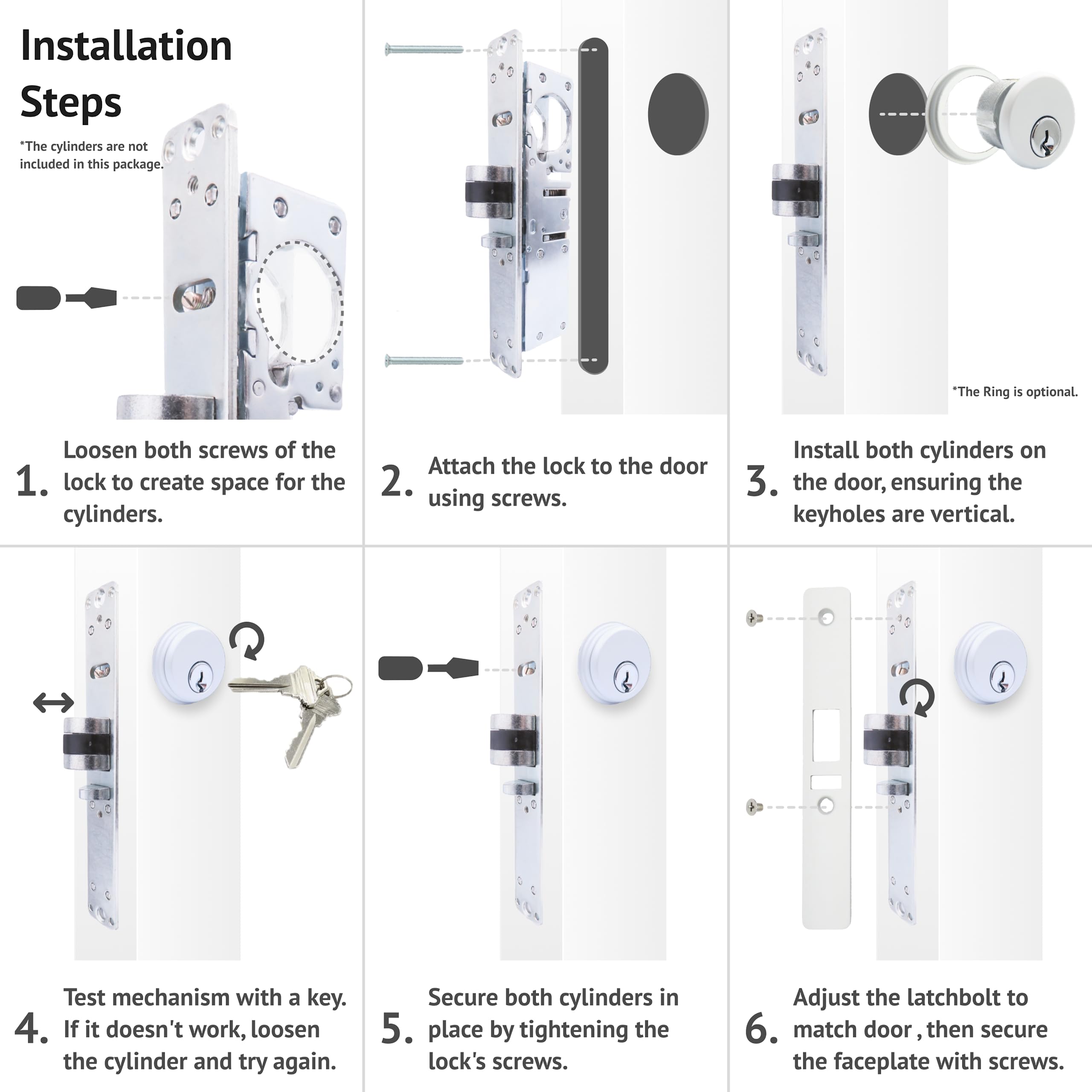 Elox Storefront Narrow Stile Aluinu Door Ortise Deadlatch Lock Double Keyed Zinc Cylinder & 4