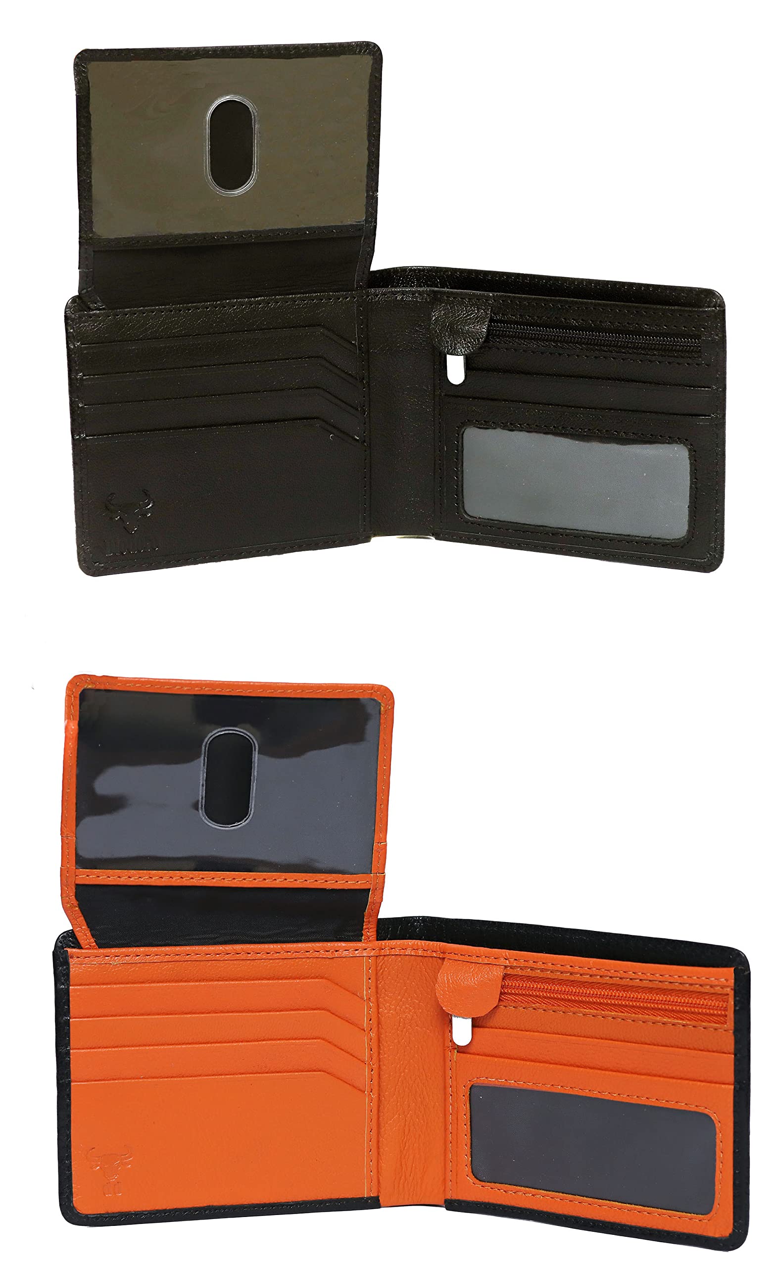 Mens 100% Cow Leather, 11 Card Slots, Slim compact Design, Full RFID Blocking, 2 ID Windows, 1 Coin /Security Pocket , 2 Note pockets, Comes with Black Gift Box -Black