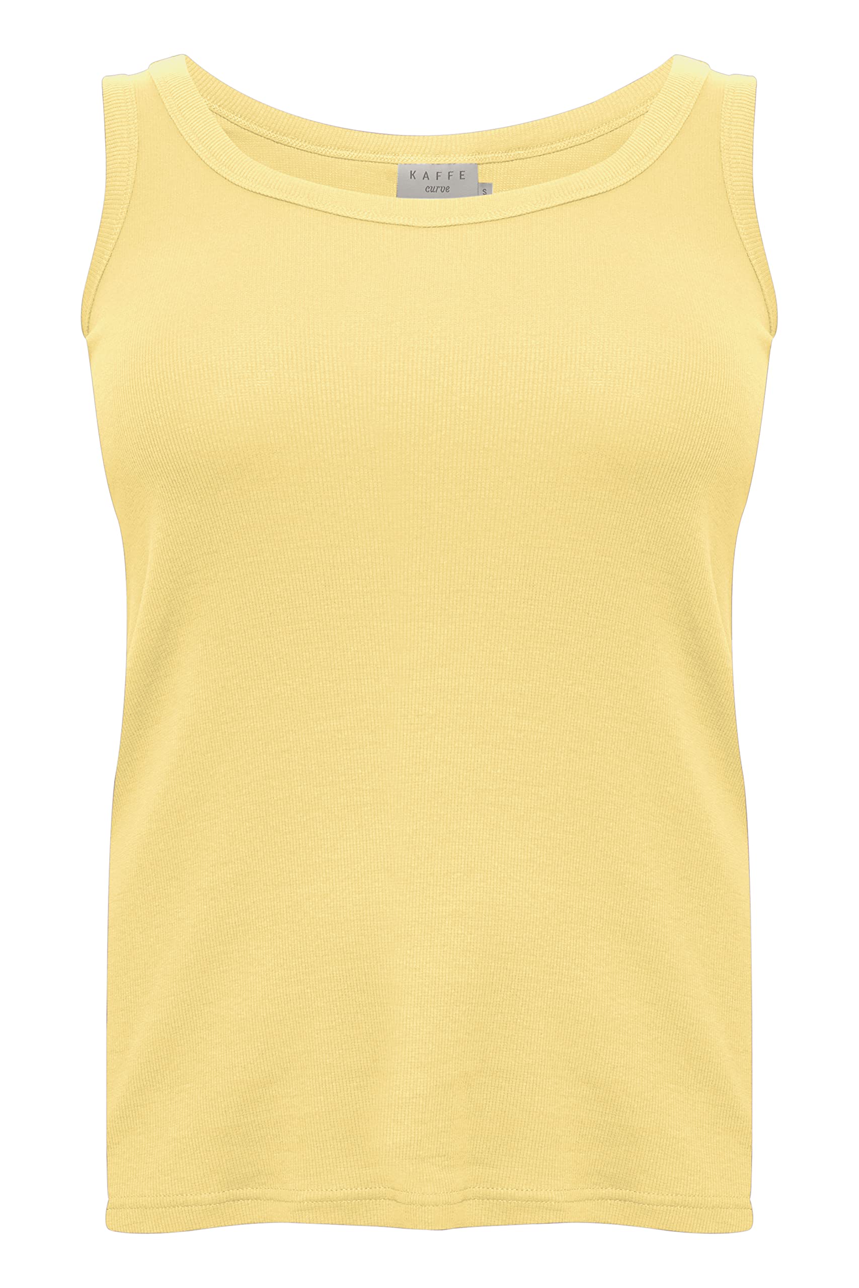 Kaffe Curve Women's Plus-Size Tank Jersey Top Sleeveless Round Neck, Banana Blade, M Big