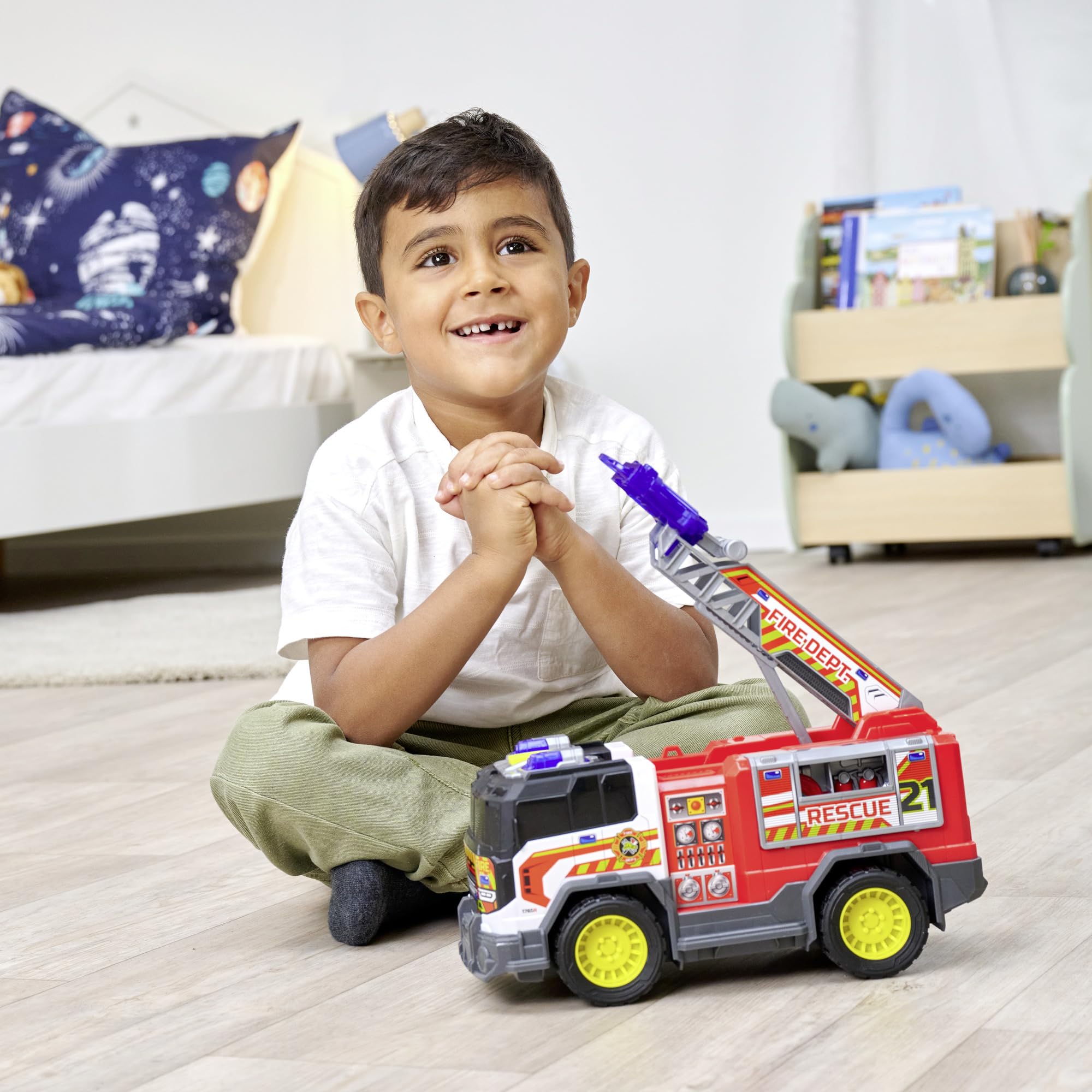 Dickie Toys - Fire Rescue Unit, 30 cm, Grande camion dei pompieri, a partire dai 3 anni, con luci e suoni, batterie incluse, 203306020