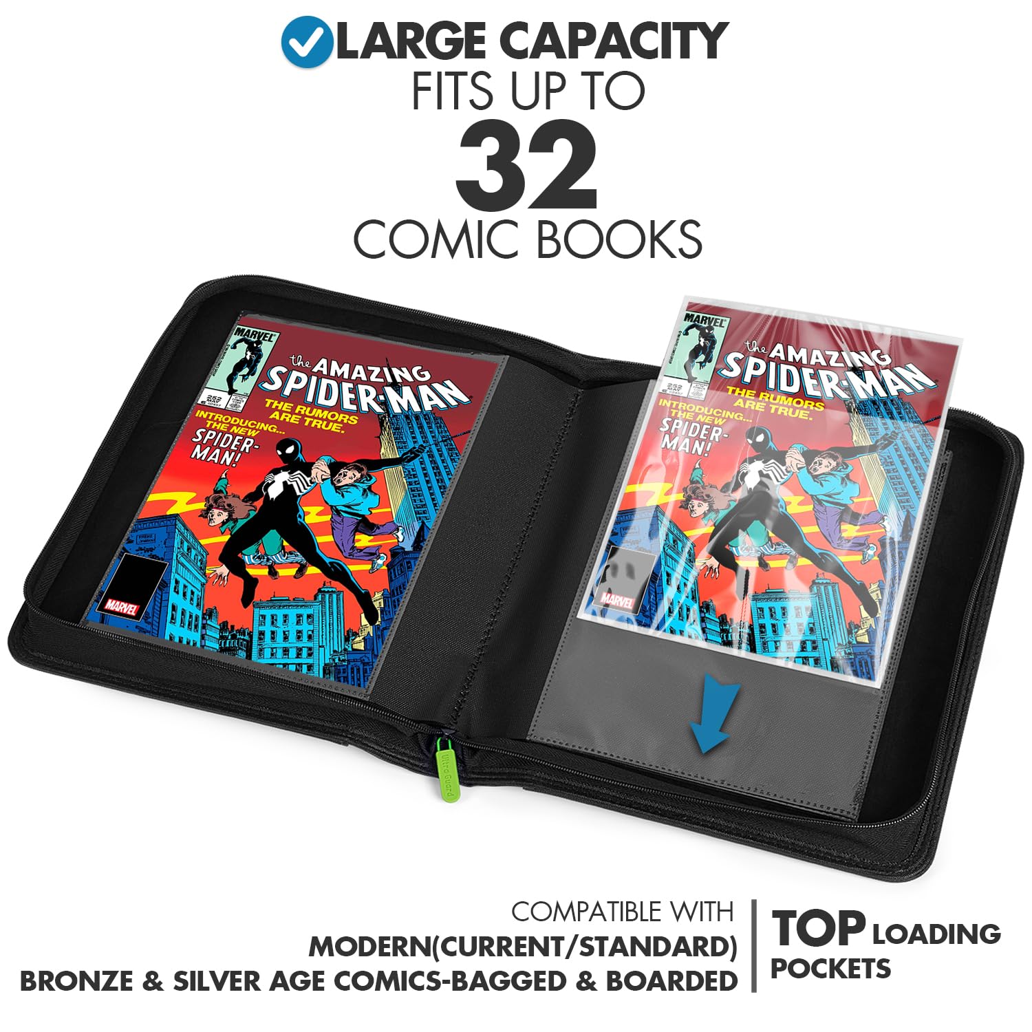 FunGuys Comic Book Storage Binder, 16 Double-Sided Pocket Binder with Plastic Sleeves, Holds 32 Comic Books - Image 2