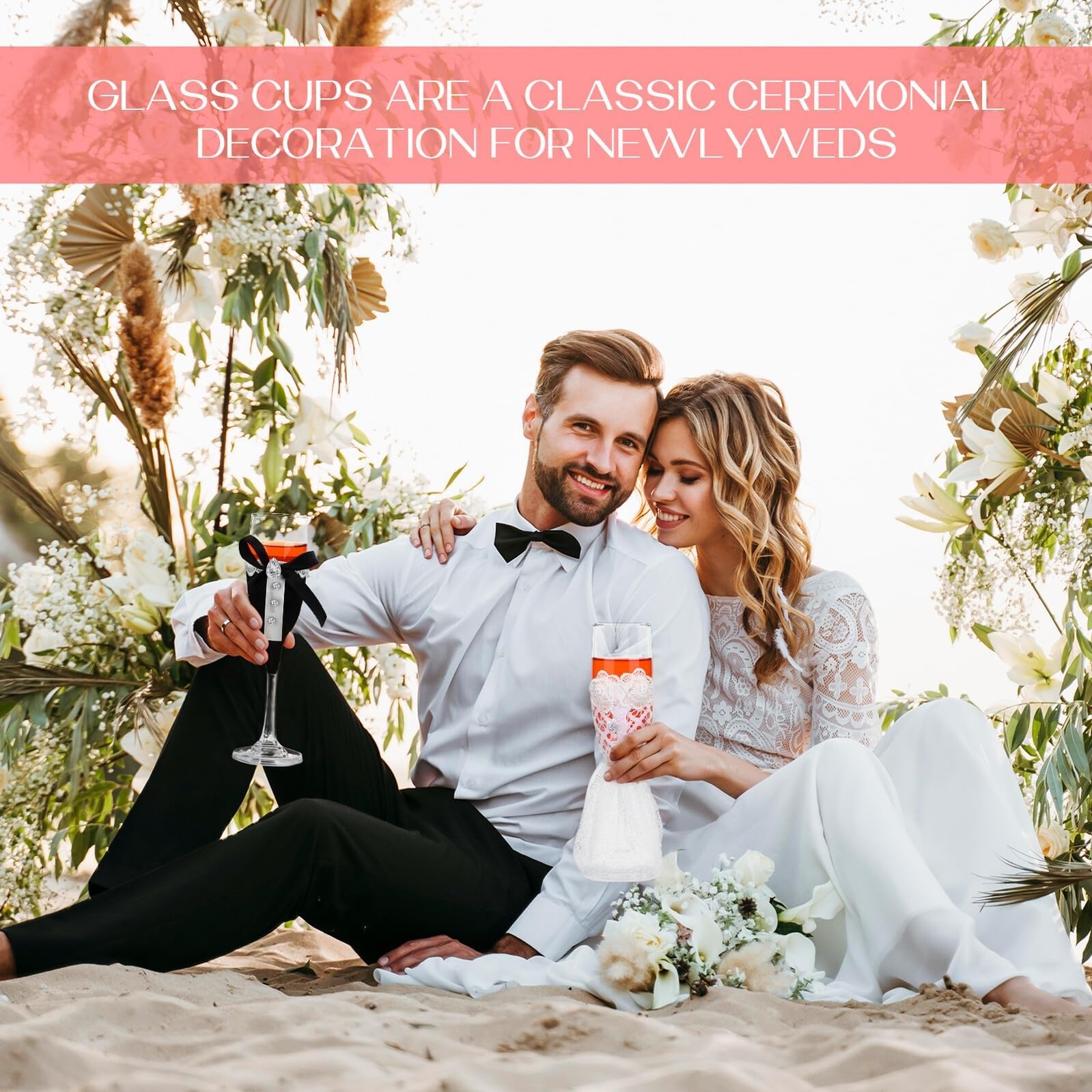 Juego de copas de vino de boda for novios, copas de tostado vintage en blanco y negro for celebración de compromiso Vaso para bebidas