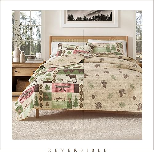 Miniatura 4 de Juego de 3 piezas de edredón cubrecama reversible tamaño matrimonialQueen con 2 fundas de almohada. Juego de edredón adecuado para todas las