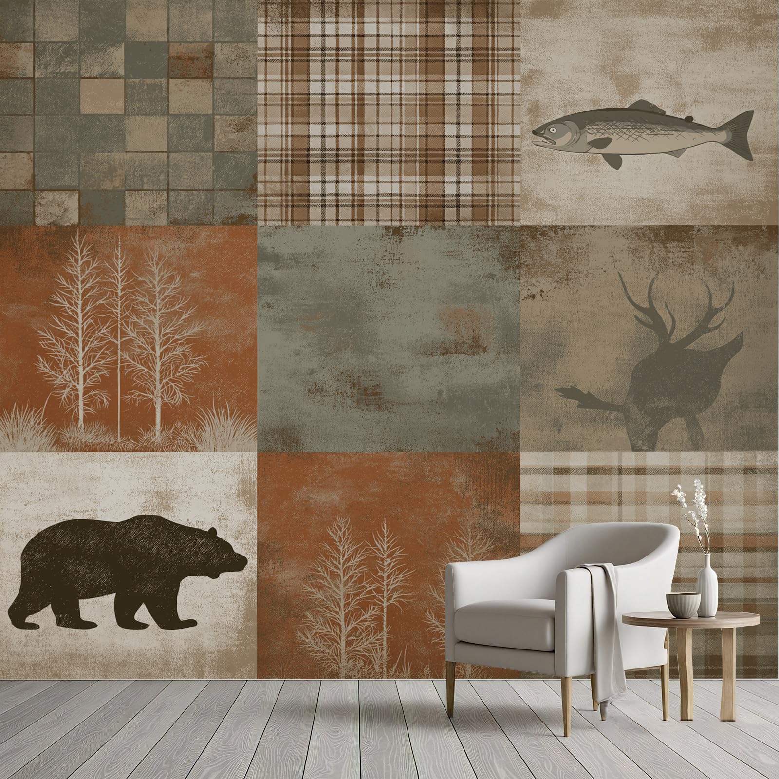 Papier peint animaux sauvages pour créer un salon style chalet