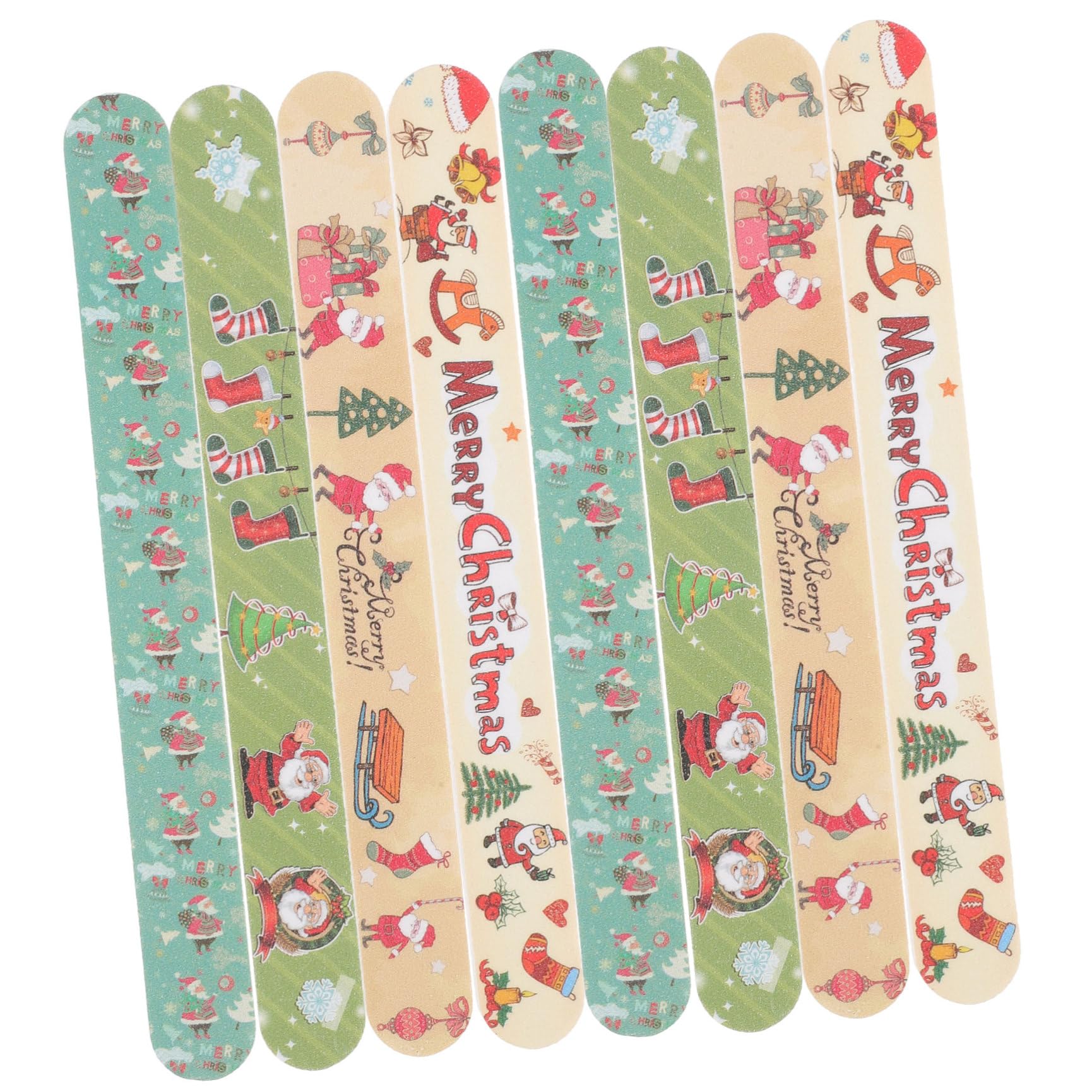 DOITOOL 12 Pezzi Lima per Unghie Tema Natale Design Natalizio, Strumento per Manicure e Pedicure, Materiale Carta Smeriglio, per Unghie Naturali e Ricostruite, per Nail Art e Uso Stile
