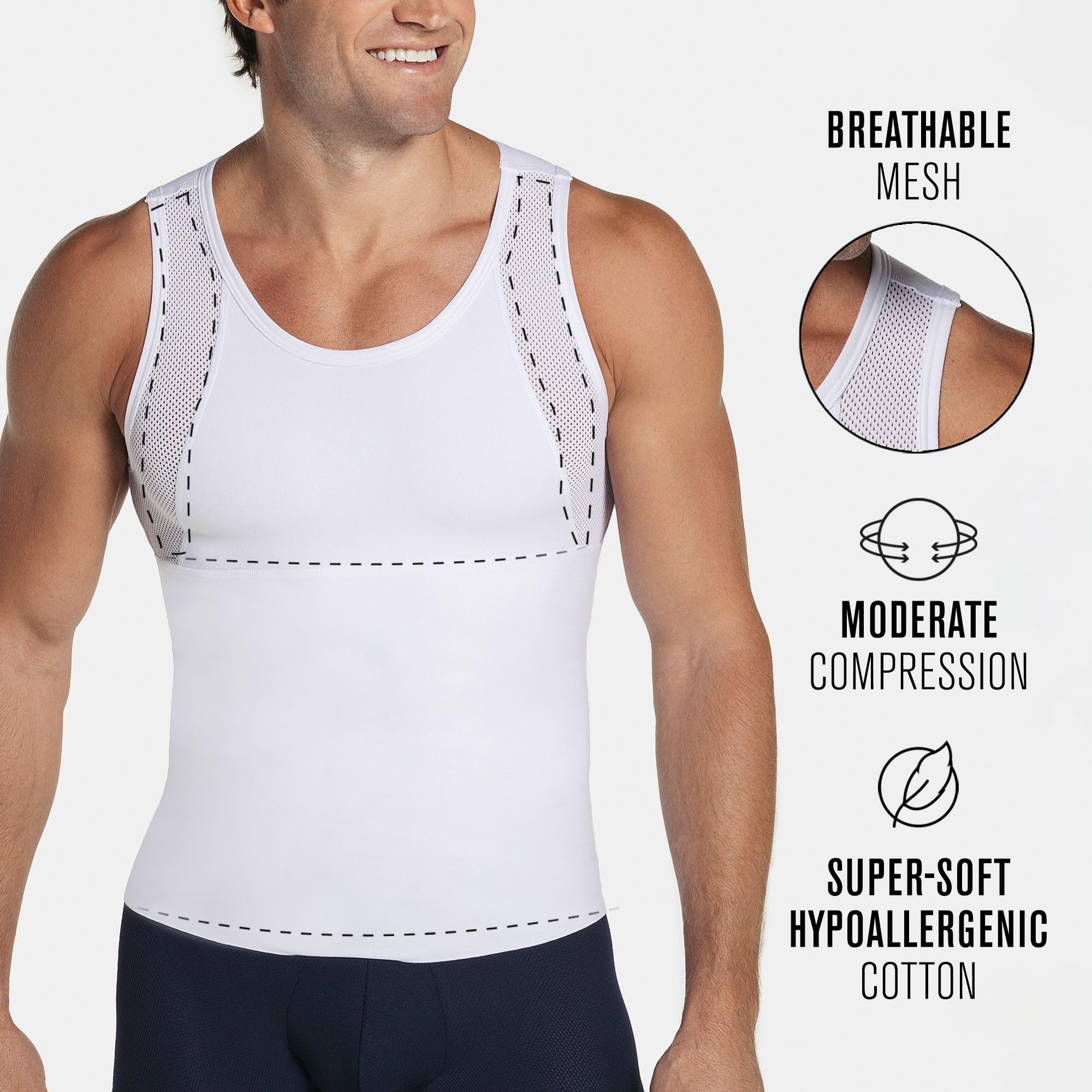 Leo Camiseta sin Mangas de Compresión Hombre - Faja Reductora para Hombre Individual o Paquete