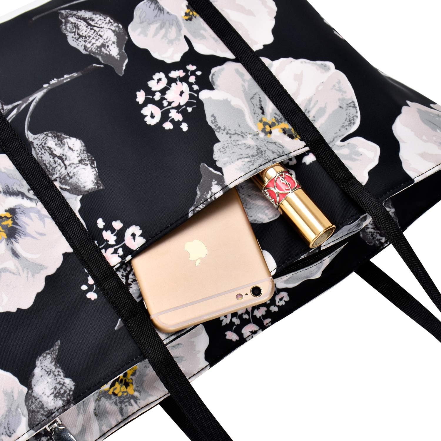 Chrysansmile Large Tote Bag for Women Work Nylon Shoulder Bags Waterproof Beach Bag Flower Womens Purses and Handbags - Image 6