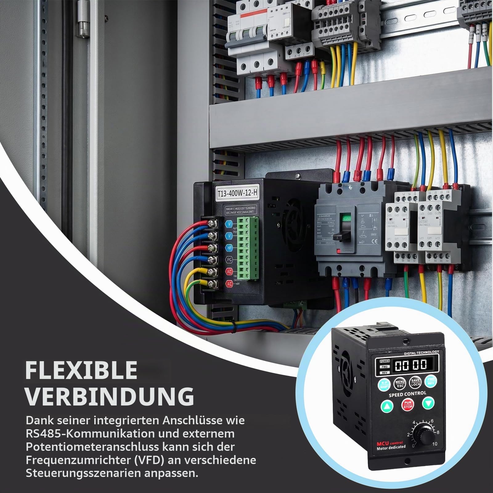 Frequenzumrichter, VFD Frequenzumrichter 220V 1 Phasen Eingang 3 Phasen Ausgang, Wechselrichter, VFD Drehzahlregler zur Motordrehzahlregelung 750W AC 220V mit Mehrfachschutz und Digitaler Anzeige