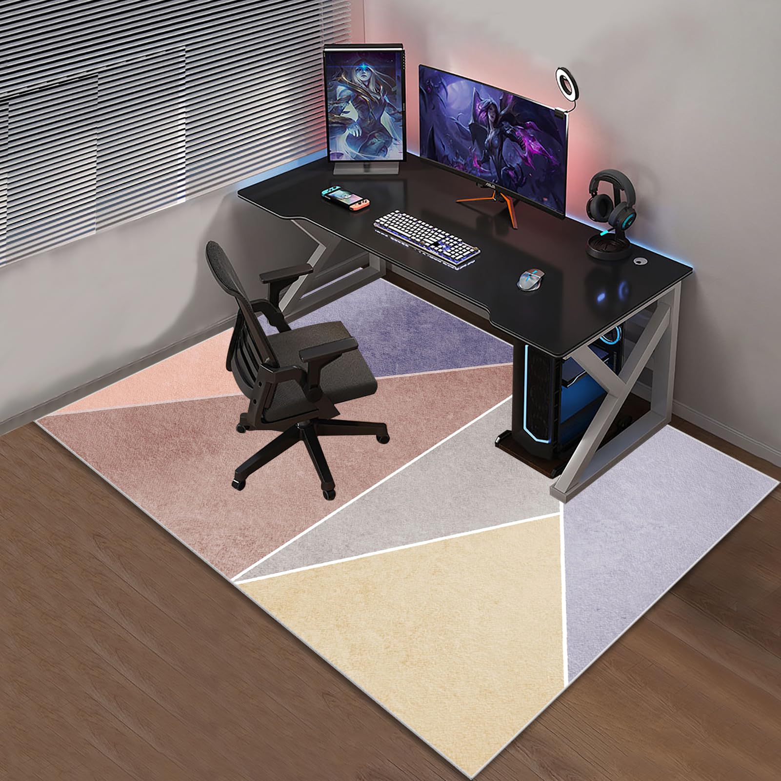 Xiaputcr Floor Mat for Office Chair Office Chair Mat for Hardwood Floor Non Slip Gaming Computer Chair Mat Multi-Purpose Floor Protectors for Rolling Chairs Carpet Protections Chair Mats 100 x 110 cm - Image 3