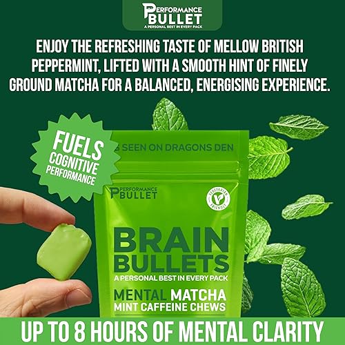 Miniatura 3 de Masticables de L-teanina de 160 mg + 80 mg de cafeína, sabor menta matcha, aumenta la productividad, claridad mental, estado de alerta  4 paquetes -