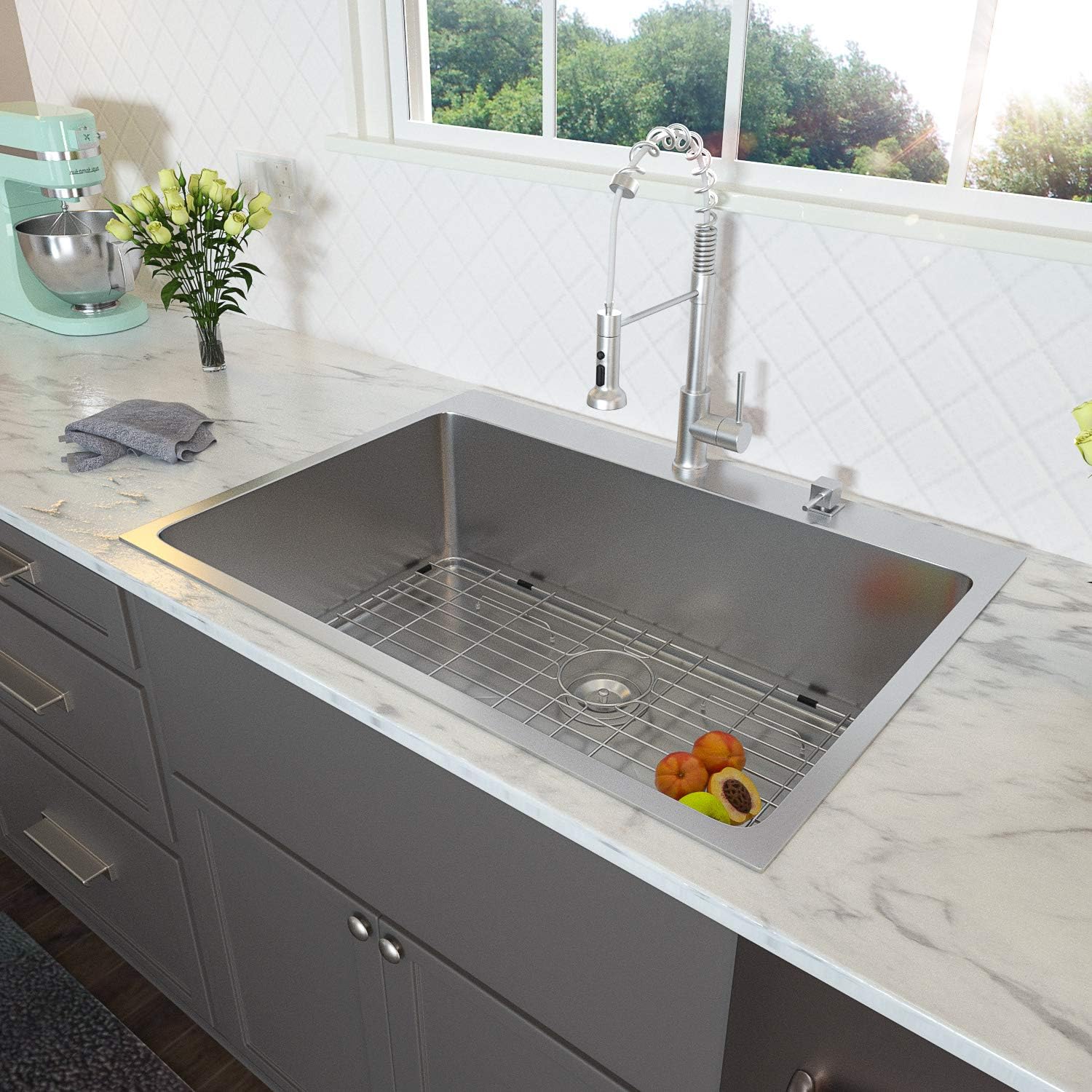 Buy Drop Kitchen Sink Lordear 28 Inch Kitchen Sink Drop In Topmount 16 Gauge R10 Tight Radius Stainless Steel Single Bowl Kitchen Sink Online In Turkey B07w7cn79k