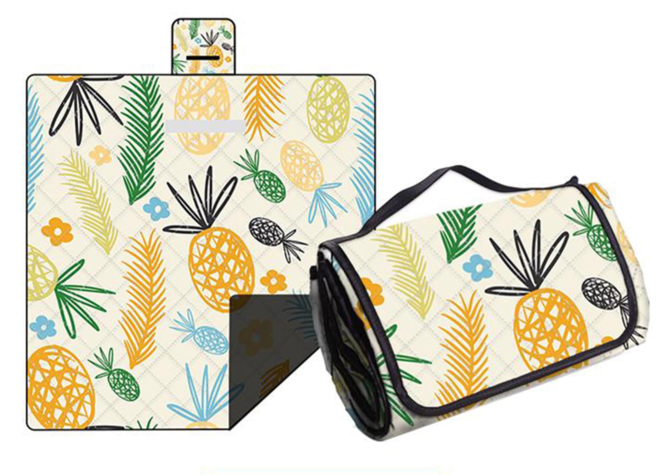 Hayisugal Picnic Blanket, 200 x 200 cm, Large Waterproof Picnic Mat Beach Blanket Outdoor Picnic Mat for Camping, Park, Garden, Outdoor, Machine Washable, Pineapple, 200 x 200 cm