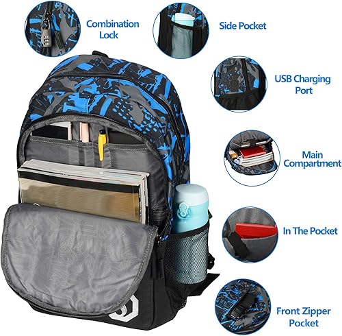 Miniatura 2 de Mochila para laptop para niños, bolsas escolares para niños con puerto de carga USB, mochila escolar resistente al agua, mochila de viaje de 15.6
