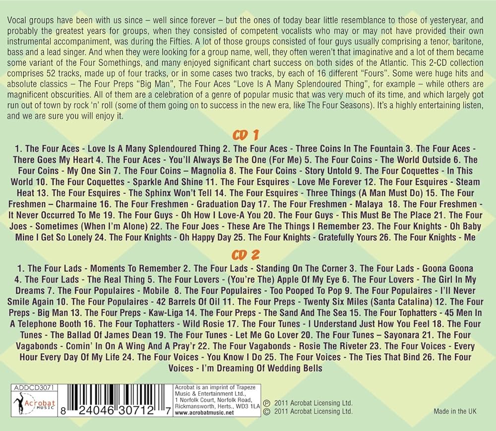 洋楽 4 Grupos De Barcelona Amazon.com: Four By Four: Classic Vocal Groups / Various: CD