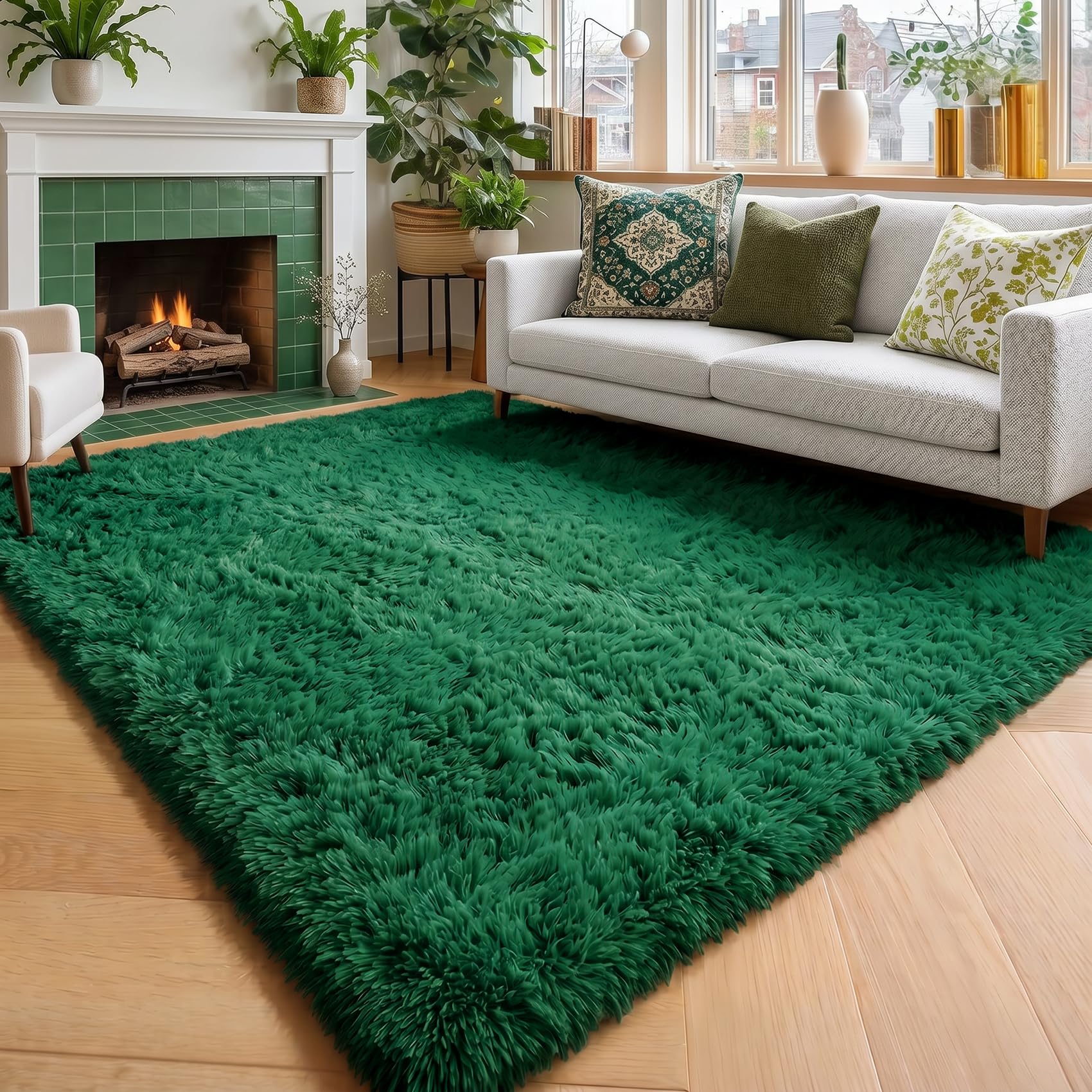 Tapis pour chambre d'enfant Amdrebio espace de jeu vert doux 1,5x2,4m