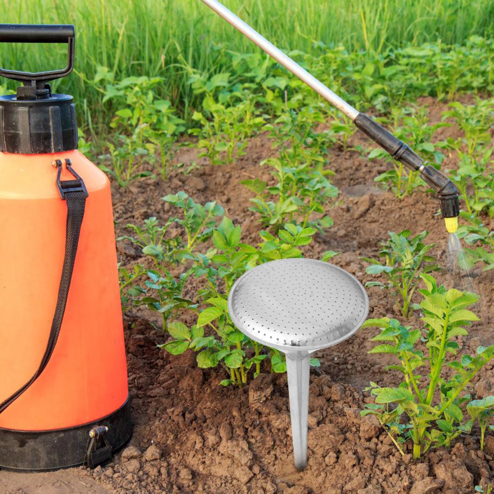Ugello da Irrigazione da Giardino in Acciaio Inox Argento | Testina con Stelo, Ricambio per Tubo Flessibile, Uso in Campo e Sistemi Agricoli