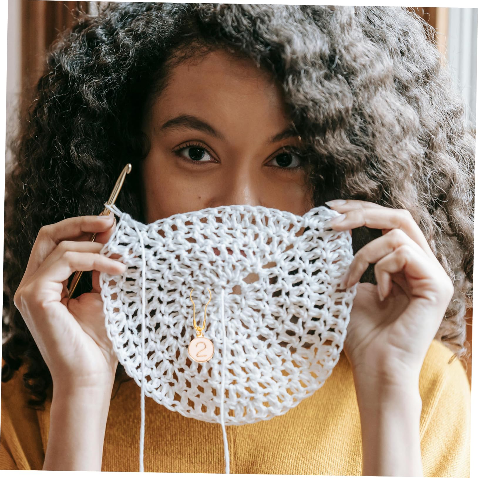 40piezas Marcadores De Tejer De Aleación De Zinc Marcadores Circulares Para Crochet y Punto Accesorios De Costura Para Proyectos De Manualidades Para Bufandas y