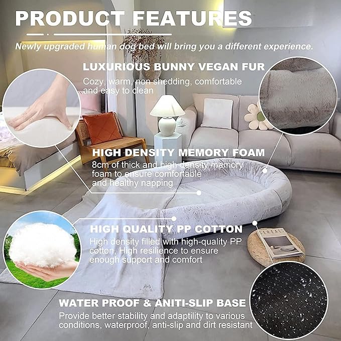 Cama para Perro Grande 165x100 cm Lavable y Removible miniatura 5