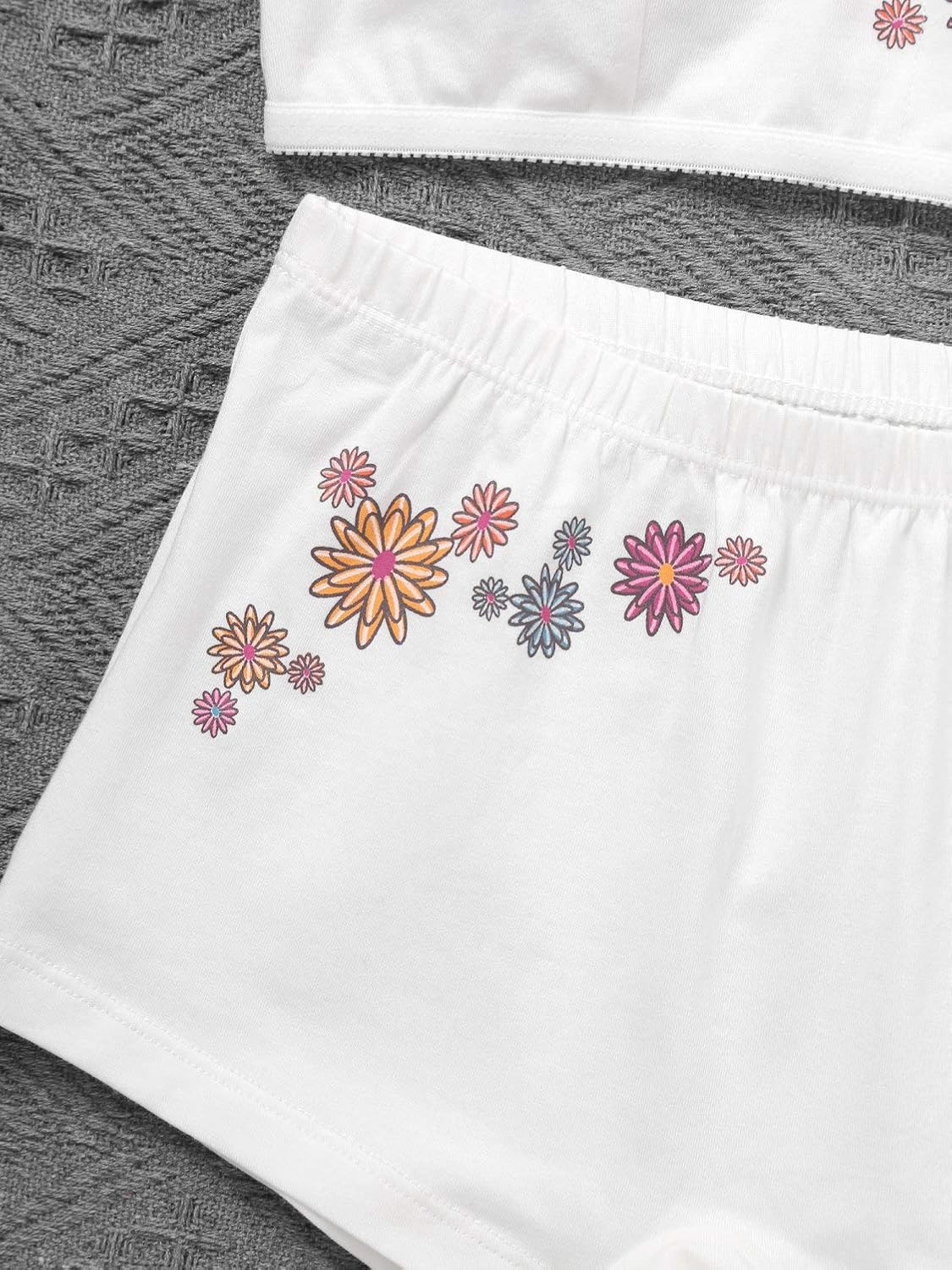 Kaerm Kids Girls Pad Bra Crop Top Elastic Waistband Shorts Underwear Set 2 Pcs Athletic Sport Outfits Dancewear