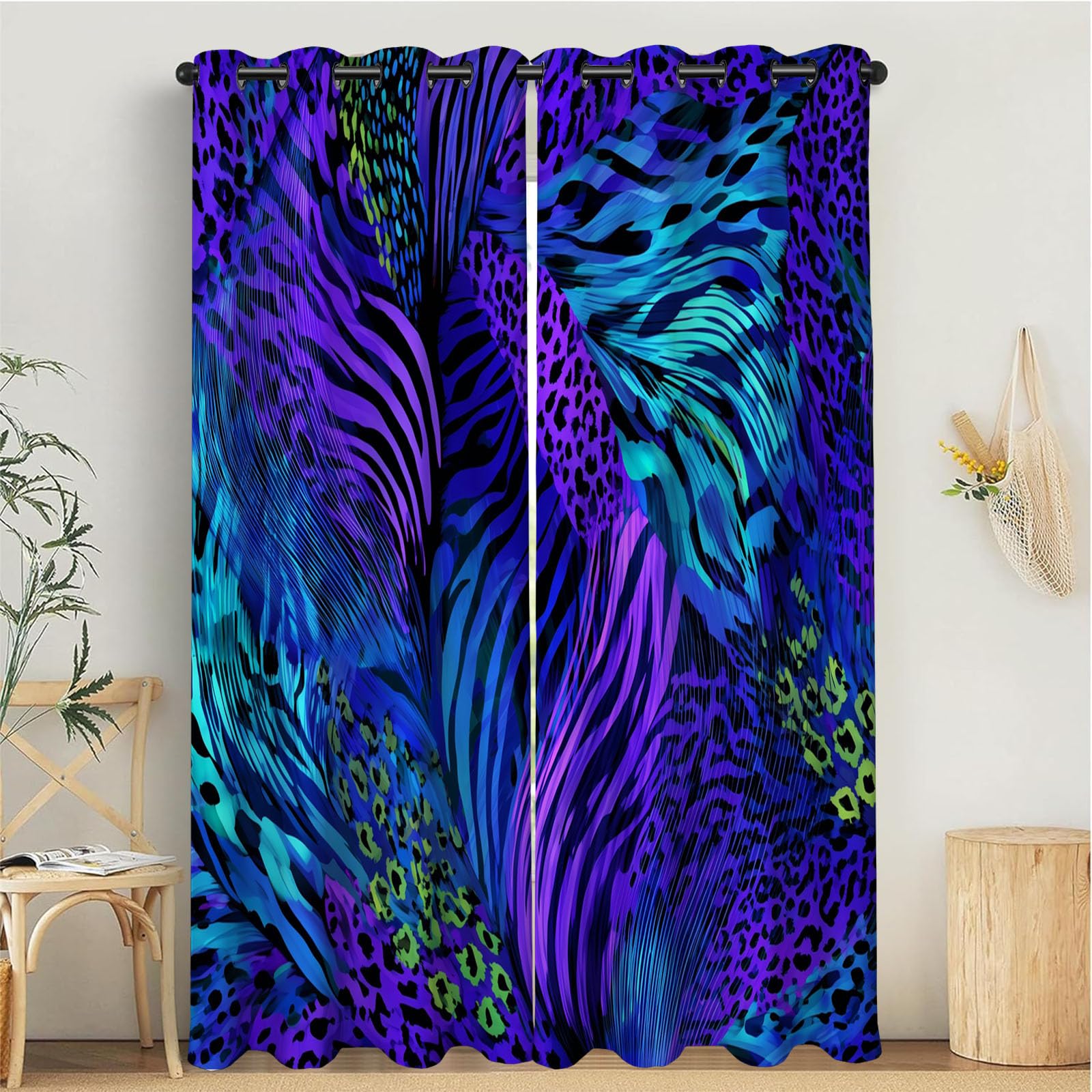 Rideau occultant à oeillets violet 140x175cm | Rideau thermique opaque pour fenêtre de chambre