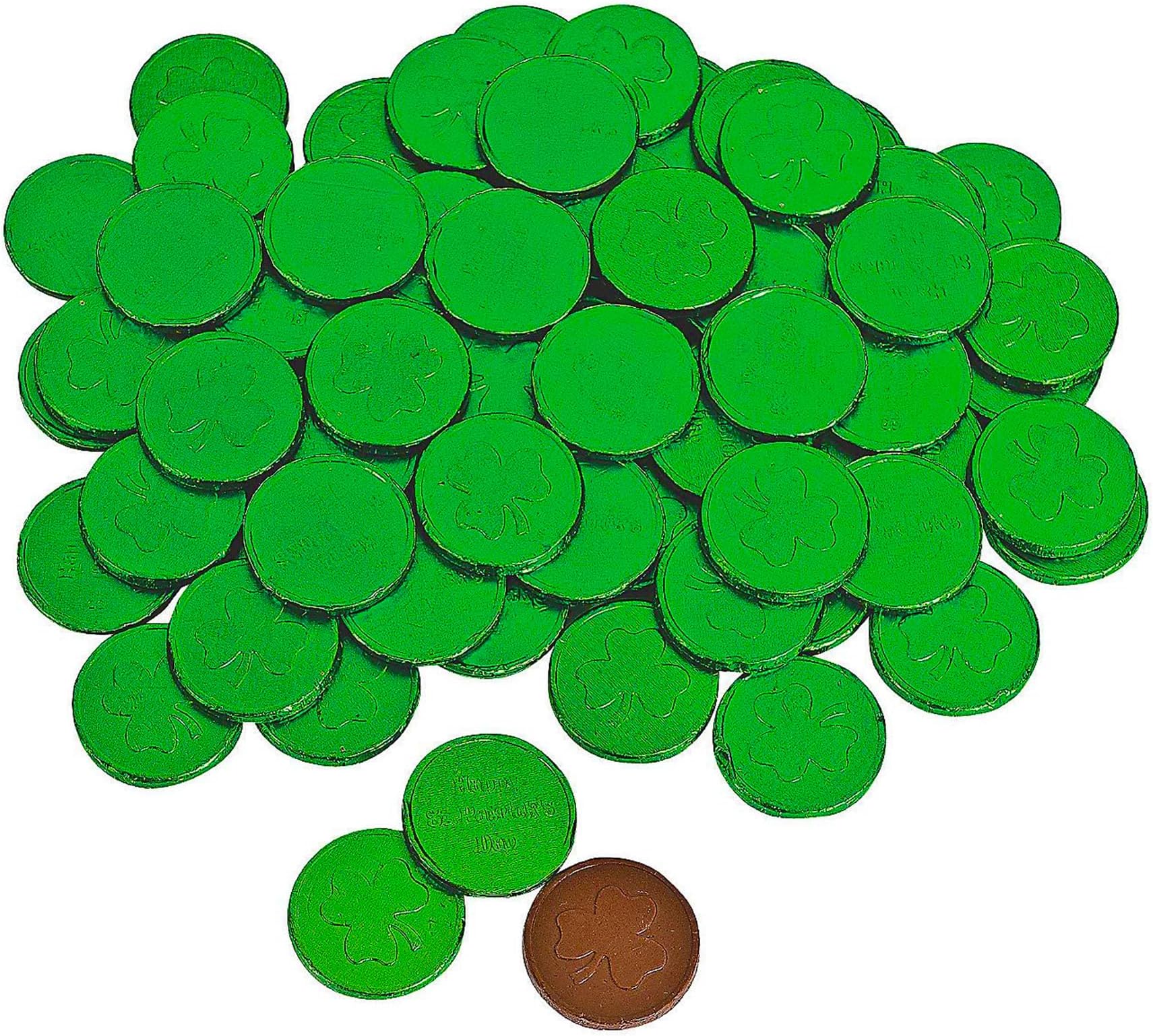 Chocolate Coins Bulk Pack - 1 Pound Green Foil Wrapped Gold Coin Candy for St Patrick's Day Parties | Individually Wrapped Milk Chocolate Money Coins for Candy Buffet & Leprechaun Treats