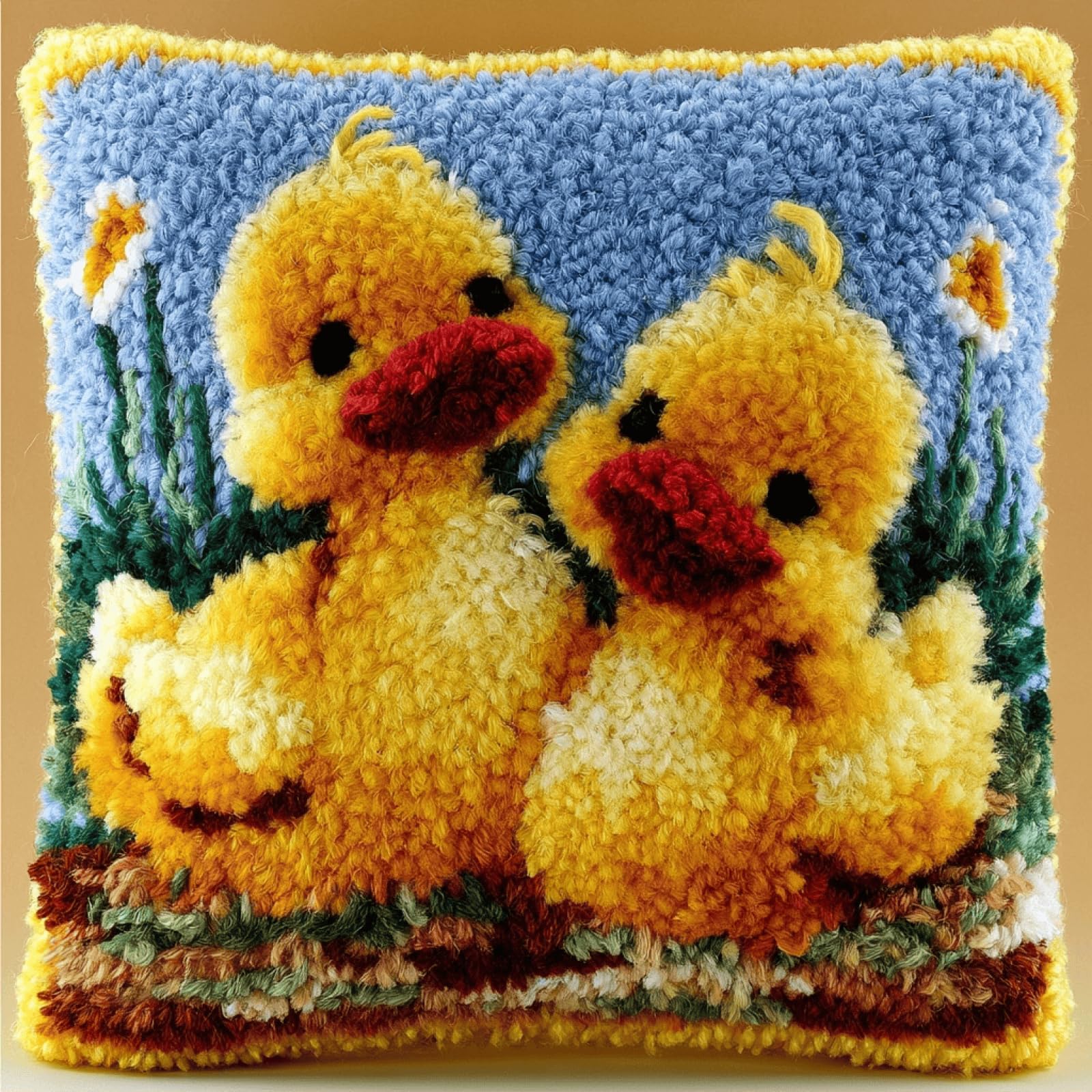 Xdeghuangss Multicolor Latch Hook Rug Cushion Kit Beginner Pillow Diy Craft Set,Little Yellow Duck