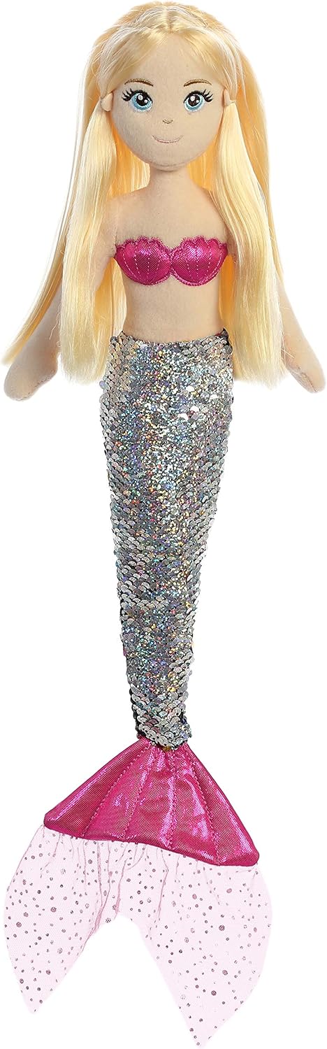 Aurora® Enchanting Sea Sparkles™ Sequin Sparkles™ Isla Stuffed Doll - Imaginative Play with Magical Companions - Perfect for Kid's Birthdays and Celebrations - Multicolor 18 Inches