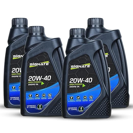 Signate 20W40 Engine Oil for Bikes 1L, 4 Stroke Engine Oil for Motor Cycle, Maximum Gear Protection & Efficient Performance Bike Oil (Pack of 4)