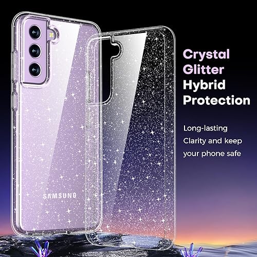 Miniatura 3 de Rayboen Funda para Samsung Galaxy S21 FE 5G con purpurina, a prueba de golpes, funda protectora para Galaxy S21 FE, bonita funda brillante brillante