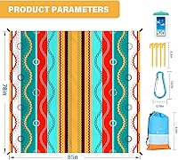 Vista 120 de Beach Blanket Oversized Extra Large 78" X 81",Waterproof Sandproof Beach Blanket 1-7 Adults Lightweight Durable for Travel Camping Hiking Picnic